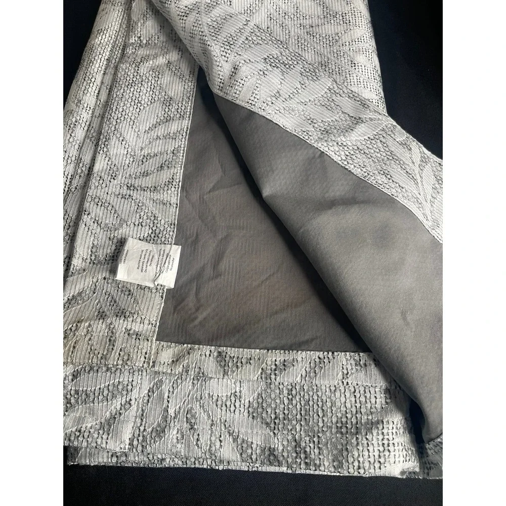 Pair of Mainstays Grey Leaf Textured Curtain Panels 37x84 Window Set